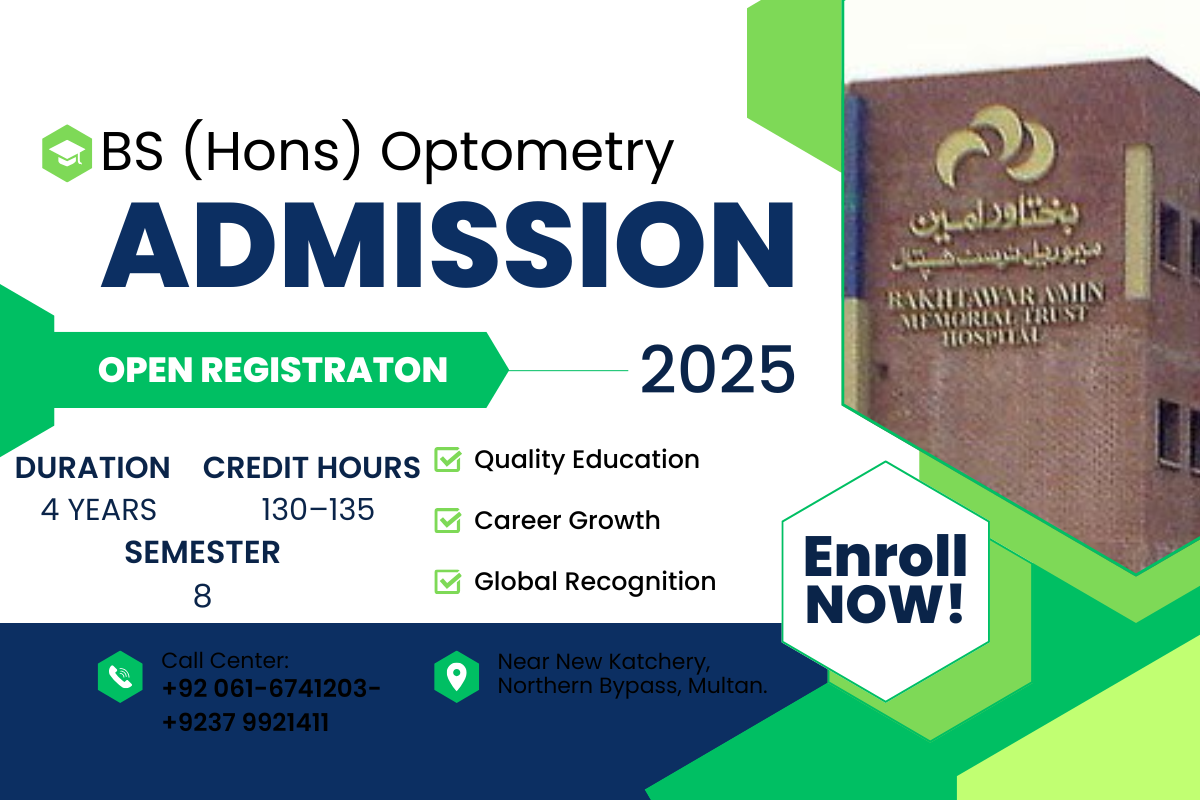 BS Optometry Admission 2025 at Bakhtawar Amin Medical and Dental College Multan
